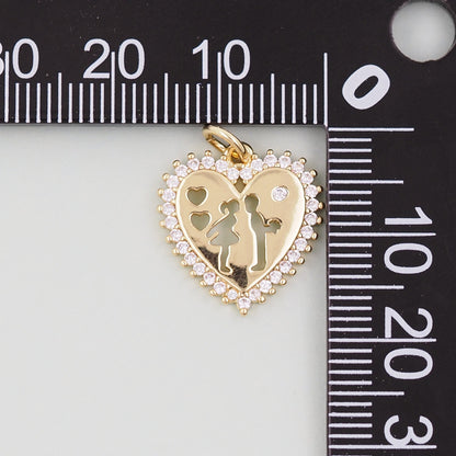 18K Gold Filled Heart Charm Pendant for Jewelry Making