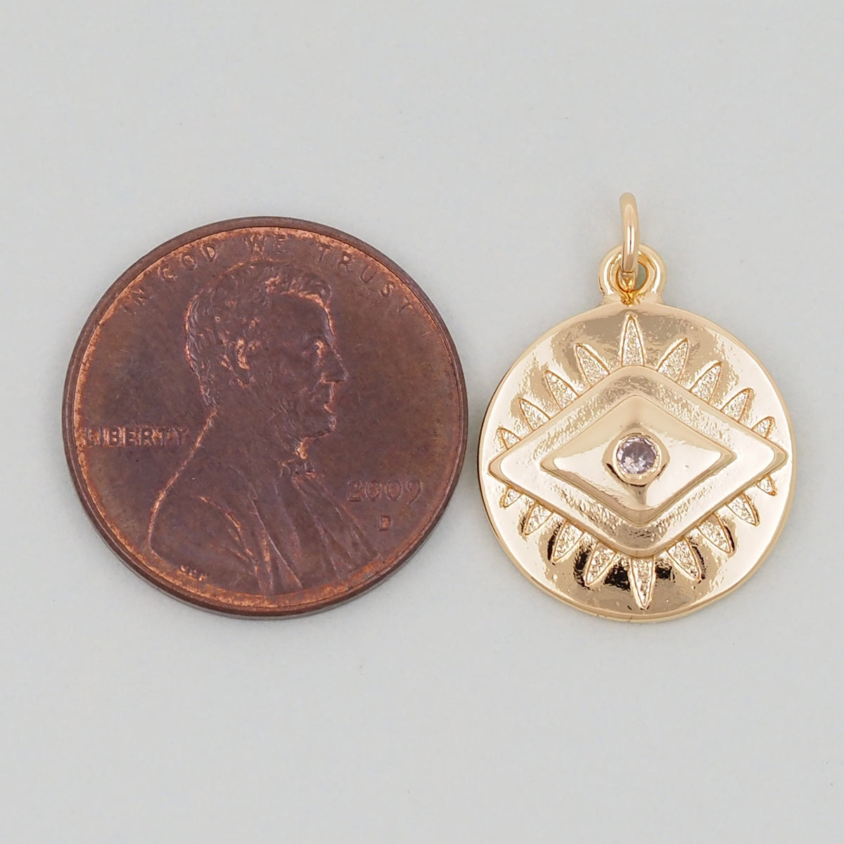 18K Gold Filled Evil Eye Charm Pendant for Jewelry Making