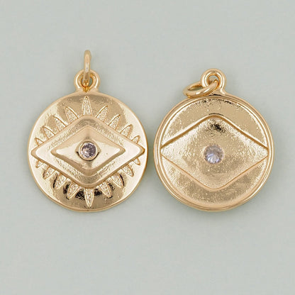 18K Gold Filled Evil Eye Charm Pendant for Jewelry Making