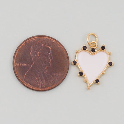 Gold Heart Charms,18K Gold Filled Love Pendant Charm Bracelet Necklace for DIY Jewelry Making Supply