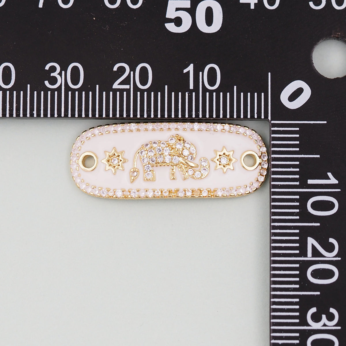Gold Elephant Charms,18K Gold Filled CZ Elephant Pendant,Enamel Elephant Connector Charm Bracelet Necklace for DIY Jewelry Ma