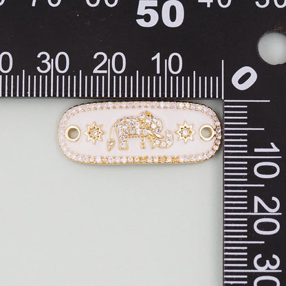 Gold Elephant Charms,18K Gold Filled CZ Elephant Pendant,Enamel Elephant Connector Charm Bracelet Necklace for DIY Jewelry Ma