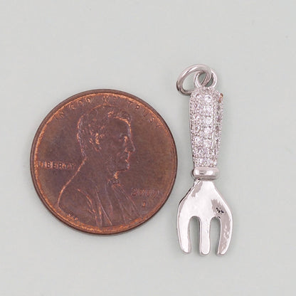 Gold Fork Charms,18K Gold Filled Fork Pendant,Fork Charm Bracelet Necklace for DIY Jewelry Making Supply