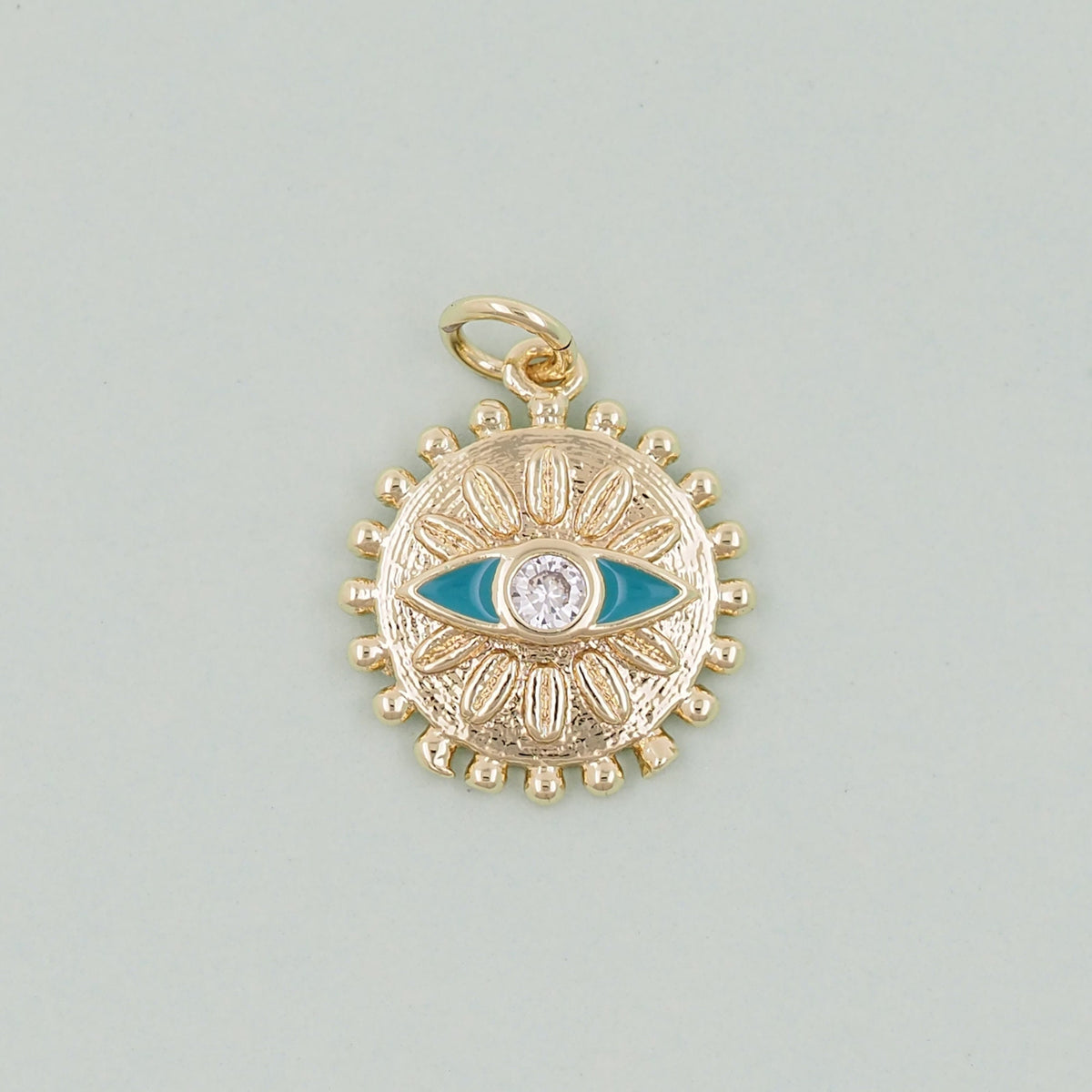 18K Gold Filled Evil Eye Charm Pendant for Jewelry Making