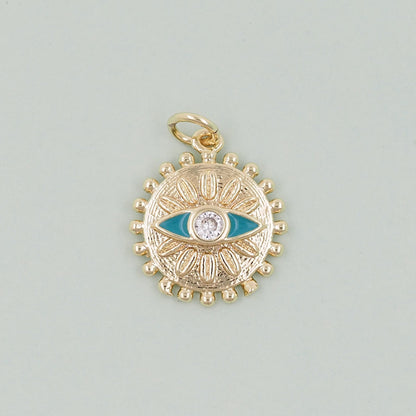 18K Gold Filled Evil Eye Charm Pendant for Jewelry Making