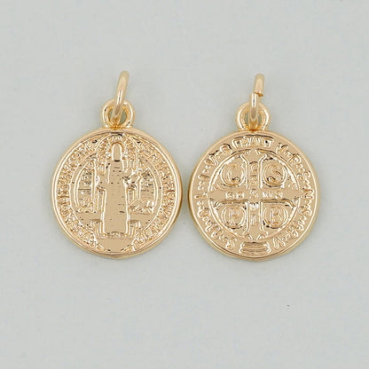 Gold Benedict Charms,18K Gold Filled Benedict Pendant,double sided Benedict Charm Bracelet Necklace for DIY Jewelry Making Supply