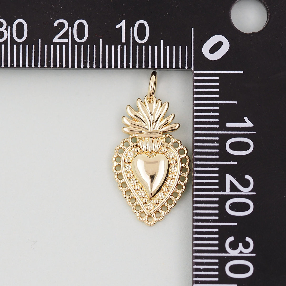 Gold sacred Heart Charms,18K Gold Filled Milagro Heart Pendant,Religious Charm Bracelet Necklace for DIY Jewelry Making Suppl