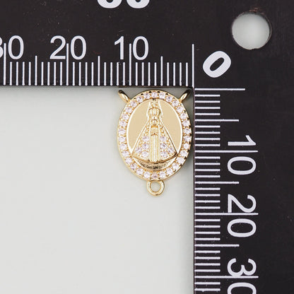 Gold church Charms,18K Gold Filled church Pendant,Oval Charm Bracelet Necklace for DIY Jewelry Making Supply