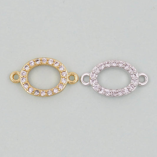 Gold Round Oval Connector Charms,18K Gold Filled Round Pendant,Round Charm Bracelet Necklace for DIY Jewelry Making Supply
