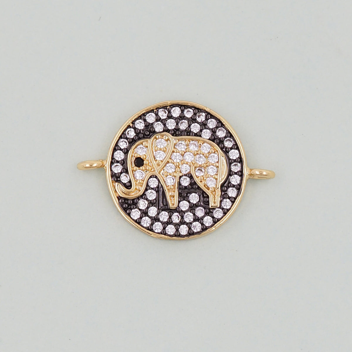 18K Gold Filled Elephant Enamel CZ Charm Pendant for Jewelry Making