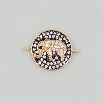 Gold Elephant Charms,18K Gold Filled CZ Elephant Pendant,Enamel Elephant Connector Charm Bracelet Necklace for DIY Jewelry Ma