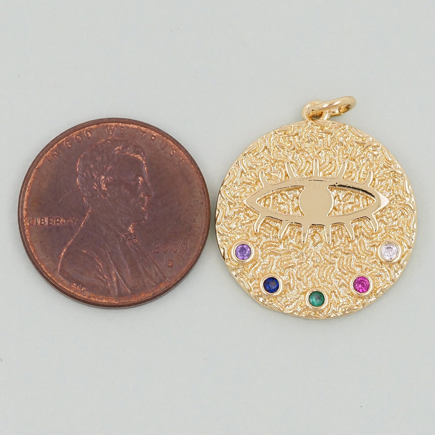 Gold Round Evil Eye Charms,18K Gold Filled Evil Eye Pendant,Evil Eye Charm Bracelet Necklace for DIY Jewelry Making Supply