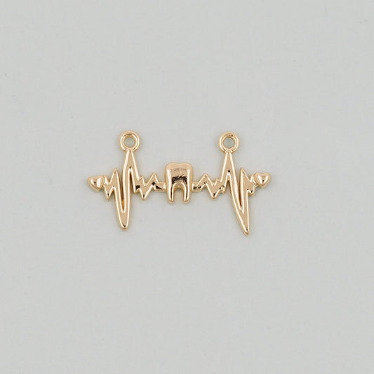 Gold Electrocardiogram ECG Charms,18K Gold Filled Electrocardiogram Pengdant Charm Bracelet Necklace for DIY Jewelry Making Supply