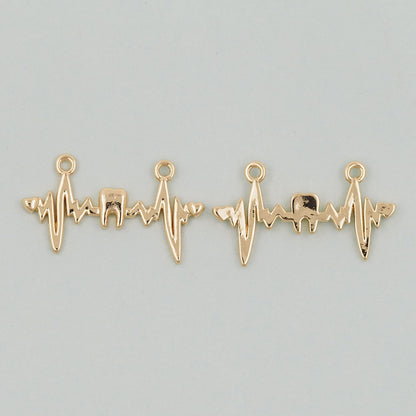 Gold Electrocardiogram ECG Charms,18K Gold Filled Electrocardiogram Pengdant Charm Bracelet Necklace for DIY Jewelry Making Supply