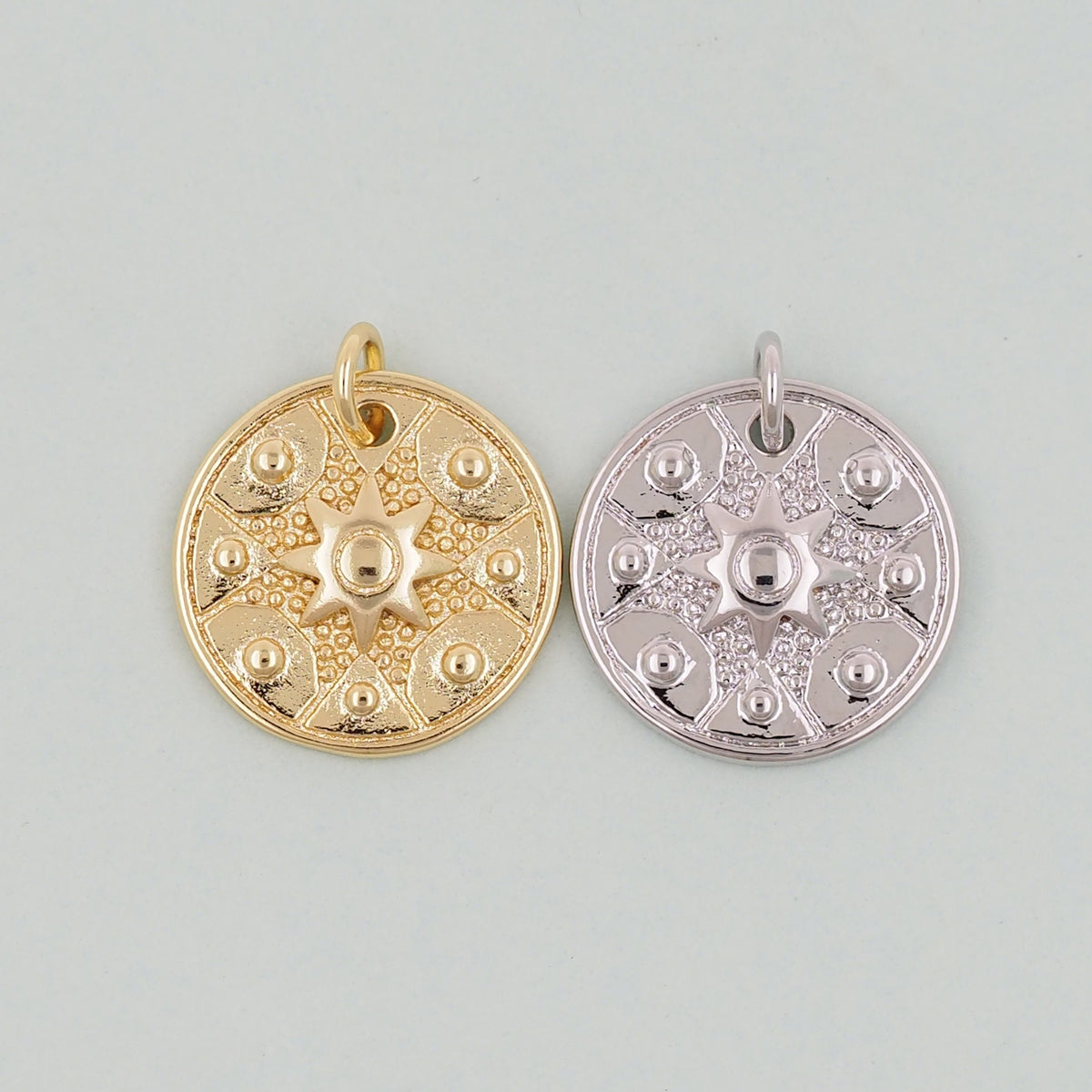 Gold Sun Charms,18K Gold Filled Sun Pendant,celestial  Charm Bracelet Necklace for DIY Jewelry Making Supply