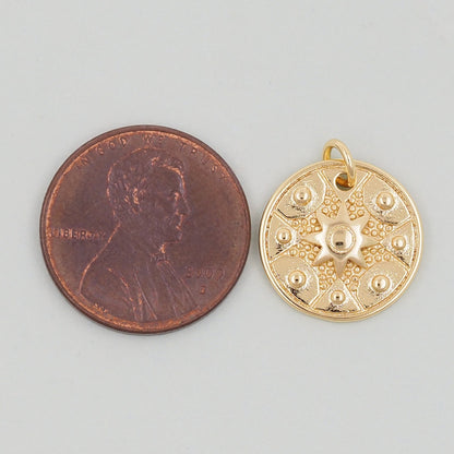 Gold Sun Charms,18K Gold Filled Sun Pendant,celestial  Charm Bracelet Necklace for DIY Jewelry Making Supply
