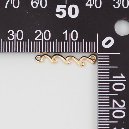 Gold Wave Charms,18K Gold Filled wave Pendant,wave Charm Bracelet Necklace for DIY Jewelry Making Supply