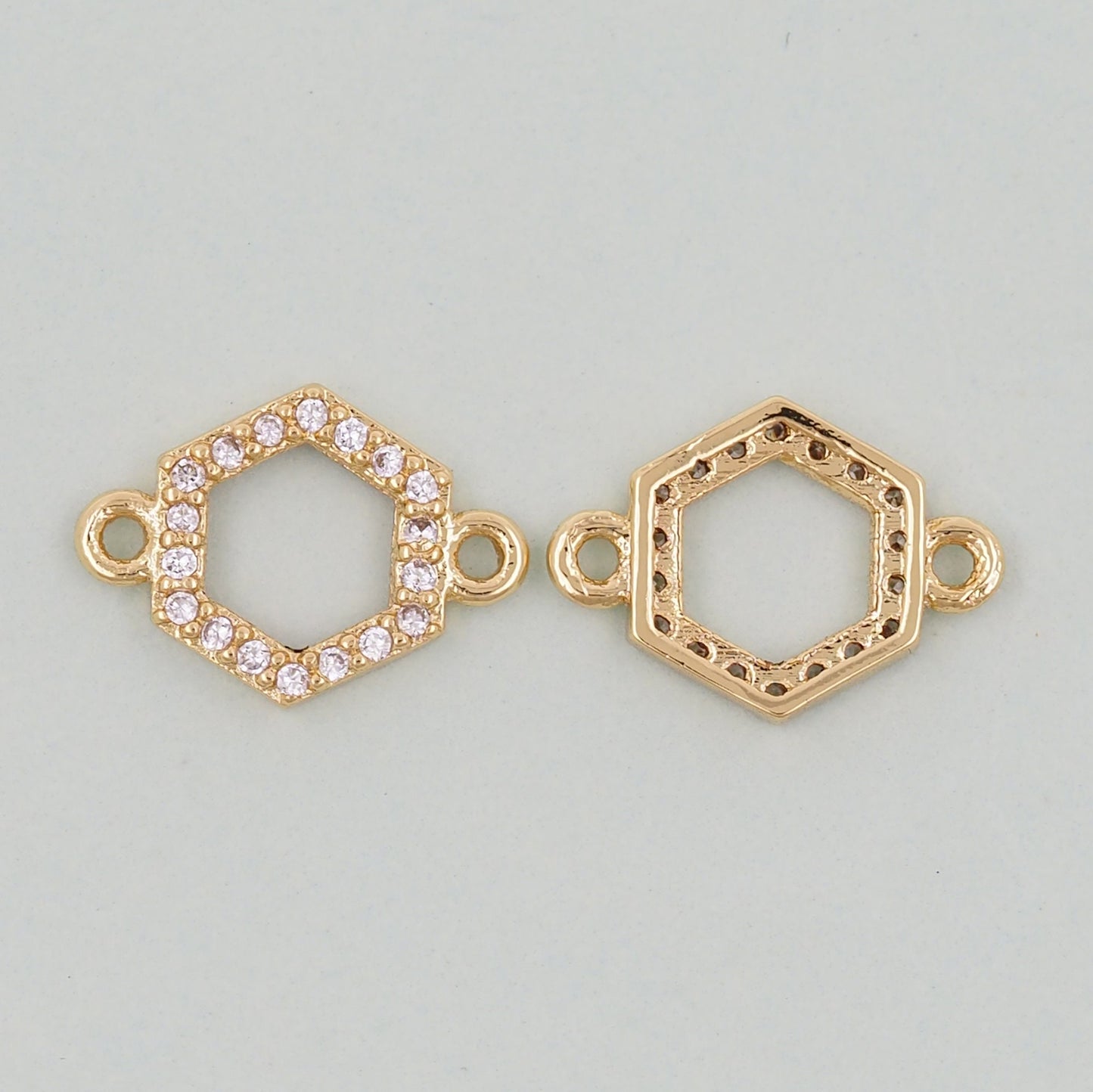 Gold geometry Charms,18K Gold Filled hexagon Charm Bracelet Necklace for DIY Jewelry Making Supply