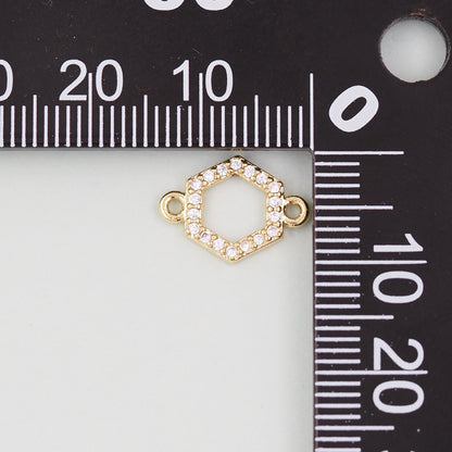 Gold geometry Charms,18K Gold Filled hexagon Charm Bracelet Necklace for DIY Jewelry Making Supply