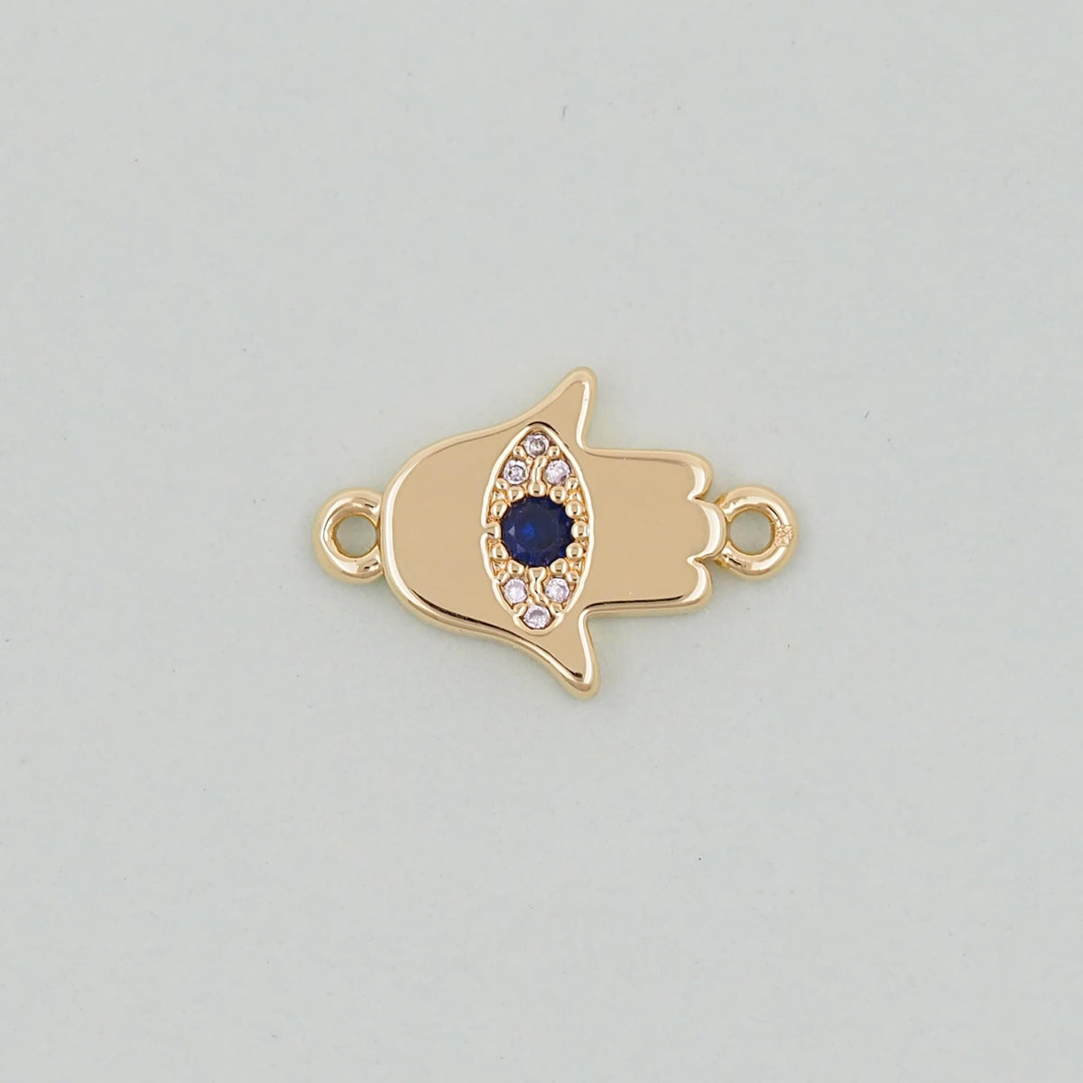 18K Gold Filled Cubic Zirconia Evil Eye Connector for Jewelry Making