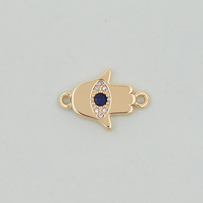 18K Gold Filled Cubic Zirconia Evil Eye Connector for Jewelry Making
