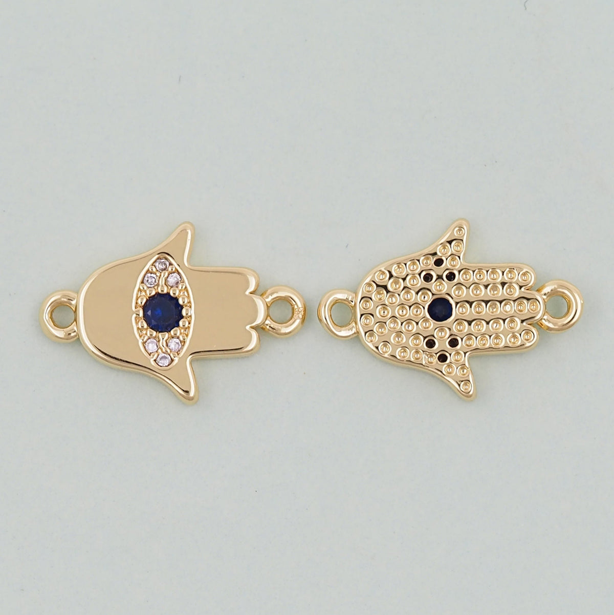 18K Gold Filled Cubic Zirconia Evil Eye Connector for Jewelry Making