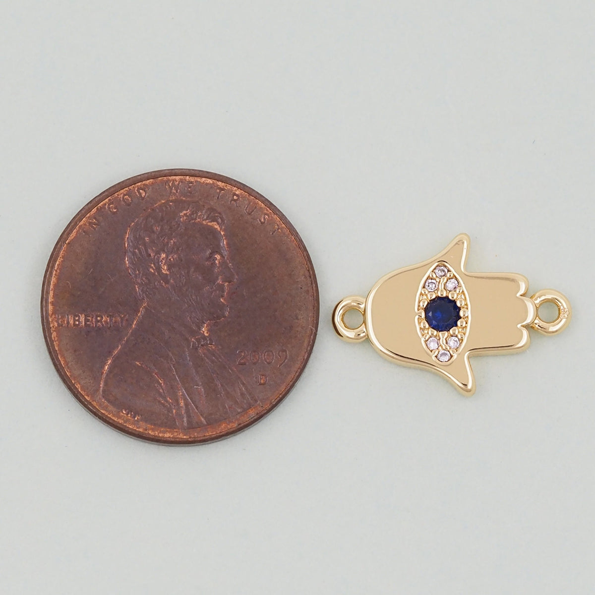 18K Gold Filled Cubic Zirconia Evil Eye Connector for Jewelry Making