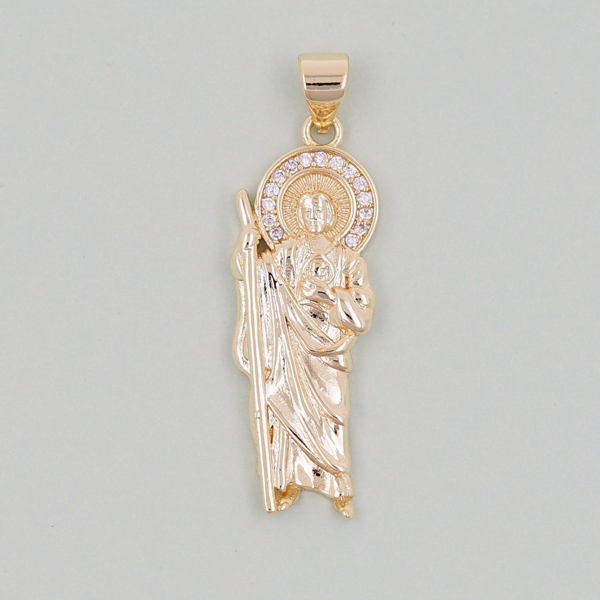 Gold Saint Jude Charms,18K Gold Filled Saint Jude Pendant,Saint Jude Charm Bracelet Necklace for DIY Jewelry Making Supply