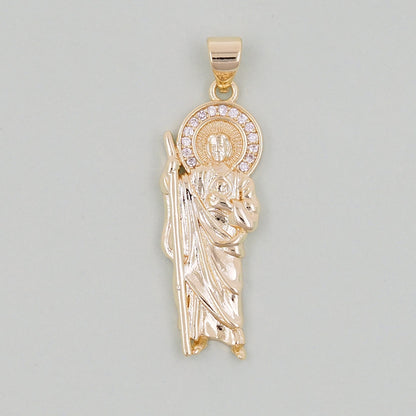 Gold Saint Jude Charms,18K Gold Filled Saint Jude Pendant,Saint Jude Charm Bracelet Necklace for DIY Jewelry Making Supply