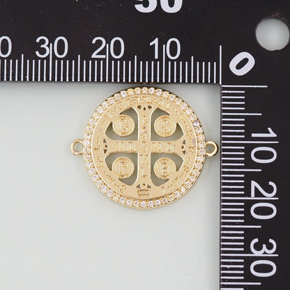 Gold religion Charms,18K Gold Filled religion Pendant,Cross Connector Charm Bracelet Necklace for DIY Jewelry Making Supply