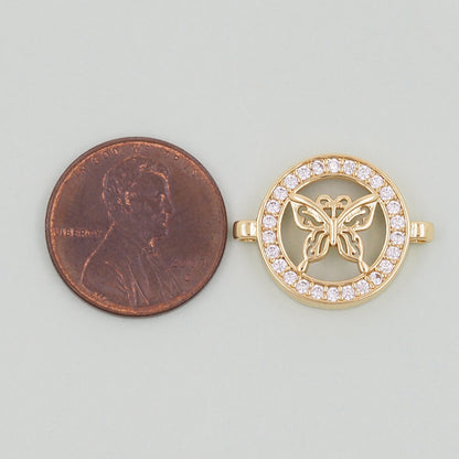 Gold Butterfly Connector Charms,18K Gold Filled Butterfly Pendant,insect Charm Bracelet Necklace for DIY Jewelry Making Suppl