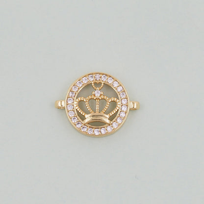 18K Gold Filled crown Connector Pendant Charm Bracelet Necklace for DIY Jewelry Making Supply