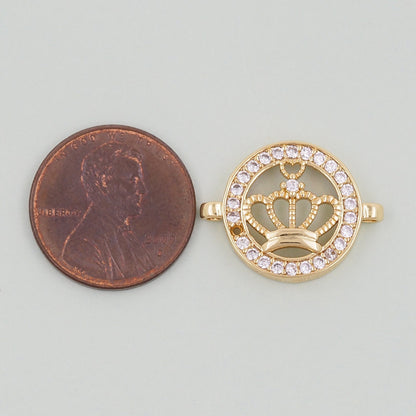 18K Gold Filled crown Connector Pendant Charm Bracelet Necklace for DIY Jewelry Making Supply