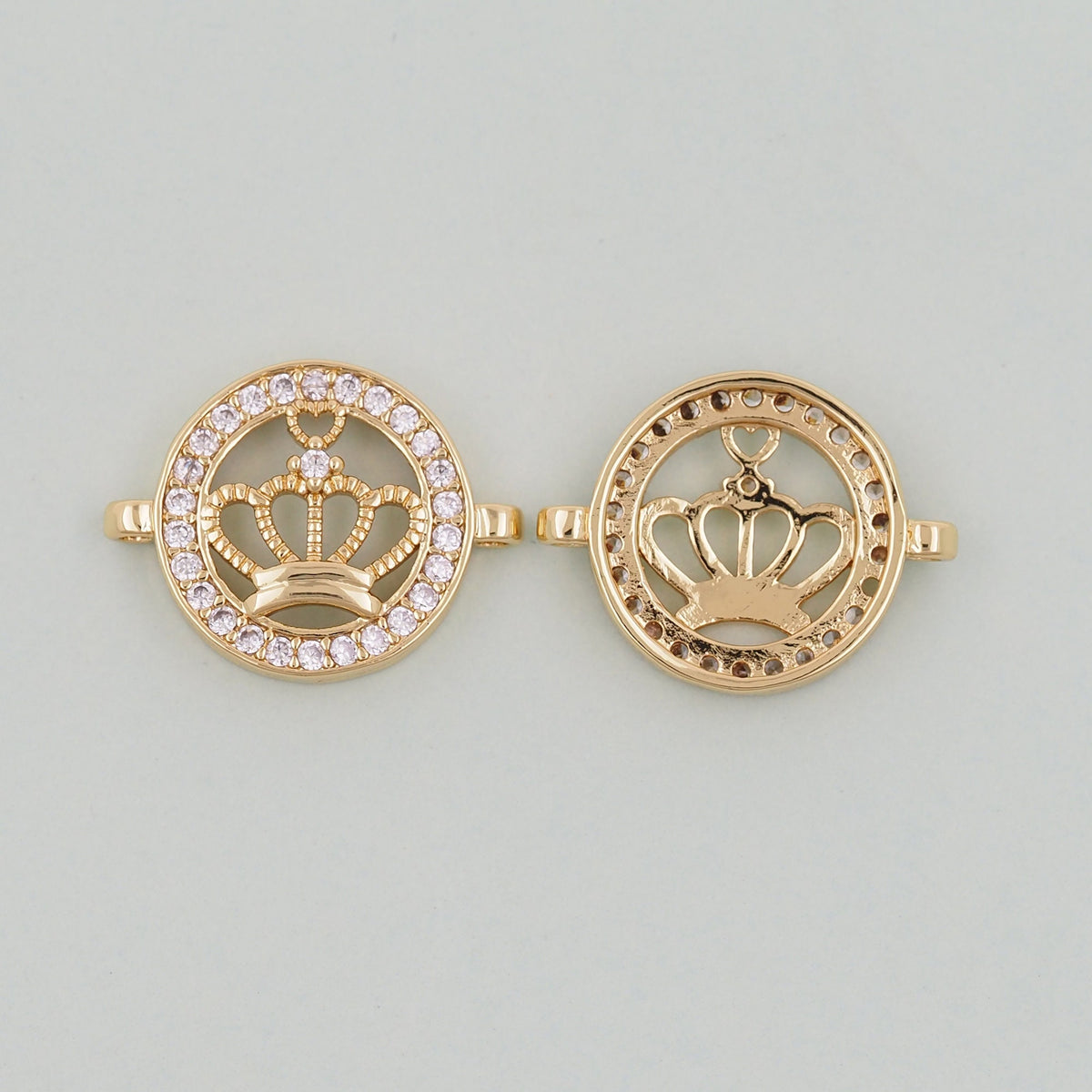 18K Gold Filled crown Connector Pendant Charm Bracelet Necklace for DIY Jewelry Making Supply