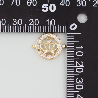 18K Gold Filled crown Connector Pendant Charm Bracelet Necklace for DIY Jewelry Making Supply