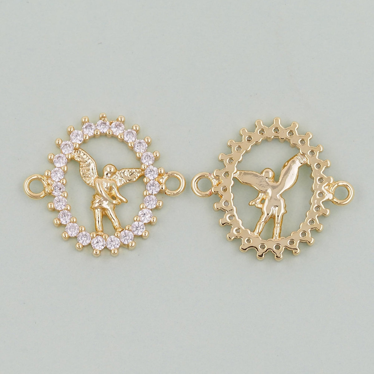 Gold Angel Connector Charms,18K Gold Filled Angel Pendant,Angel Charm Bracelet Necklace for DIY Jewelry Making Supply
