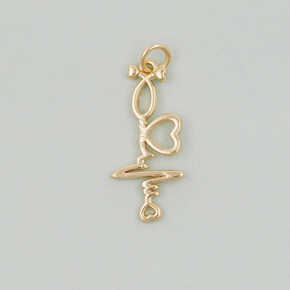 Gold Heart Charms,18K Gold Filled Heart Pendant,Heart Charm Bracelet Necklace for DIY Jewelry Making Supply