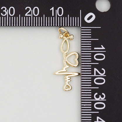Gold Heart Charms,18K Gold Filled Heart Pendant,Heart Charm Bracelet Necklace for DIY Jewelry Making Supply