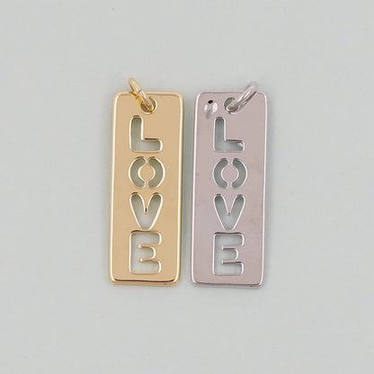 18K Gold Filled Love Pendant,Love Charm Bracelet Necklace for DIY Jewelry Making Supply