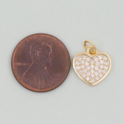 Gold Heart Charms,18K Gold Filled Heart Pendant,Heart Charm Bracelet Necklace for DIY Jewelry Making Supply