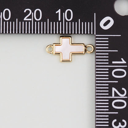 18K Gold Filled Cross Pendant,Cross Connector Charm Bracelet Necklace for DIY Jewelry Making Supply