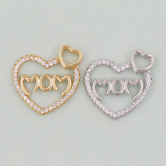 Gold Heart Charms,18K Gold Filled Heart Pendant,Mom Charm Bracelet Necklace for DIY Jewelry Making Supply