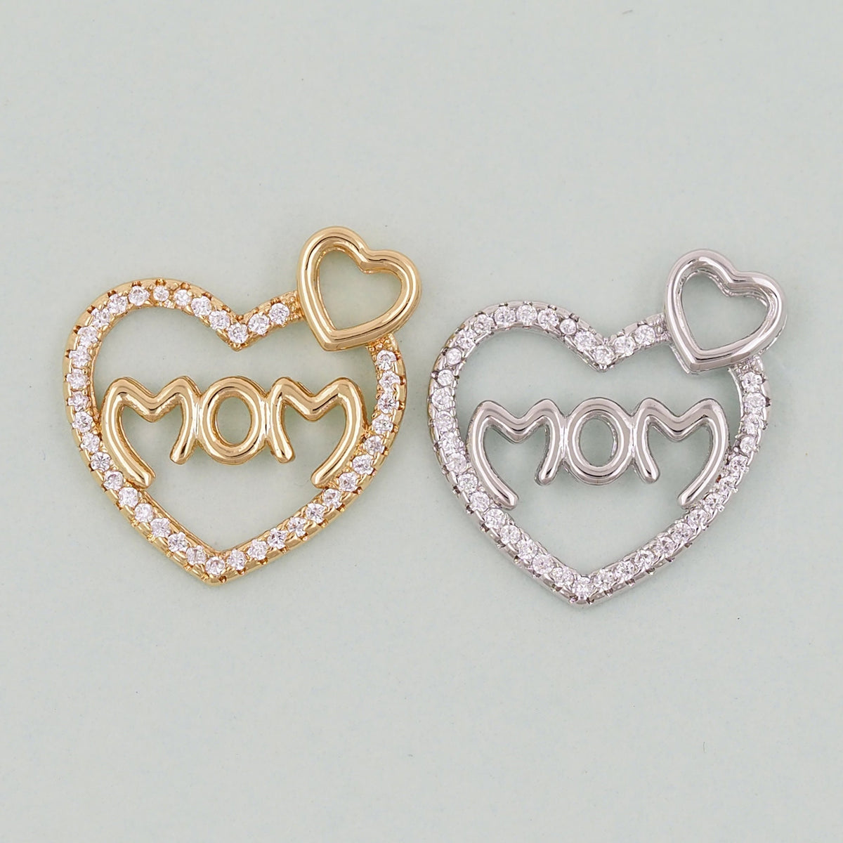 Gold Heart Charms,18K Gold Filled Heart Pendant,Mom Charm Bracelet Necklace for DIY Jewelry Making Supply