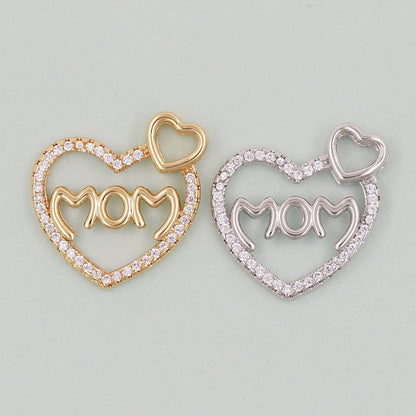 Gold Heart Charms,18K Gold Filled Heart Pendant,Mom Charm Bracelet Necklace for DIY Jewelry Making Supply