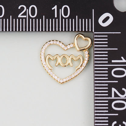 Gold Heart Charms,18K Gold Filled Heart Pendant,Mom Charm Bracelet Necklace for DIY Jewelry Making Supply