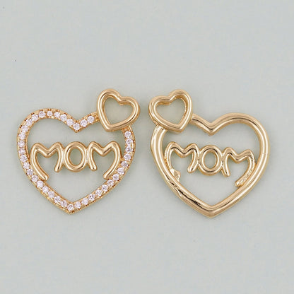 Gold Heart Charms,18K Gold Filled Heart Pendant,Mom Charm Bracelet Necklace for DIY Jewelry Making Supply