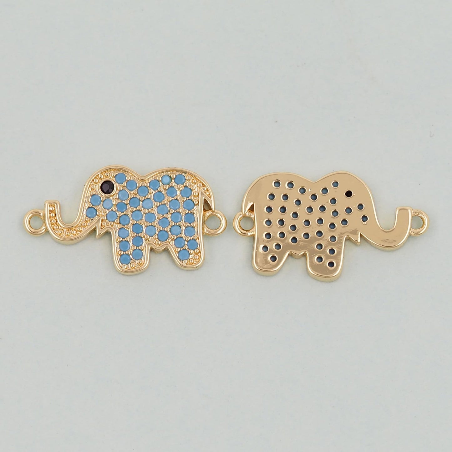 Gold Elephant Charms,18K Gold Filled CZ Elephant Pendant,Elephant Connector Charm Bracelet Necklace for DIY Jewelry Making Supply