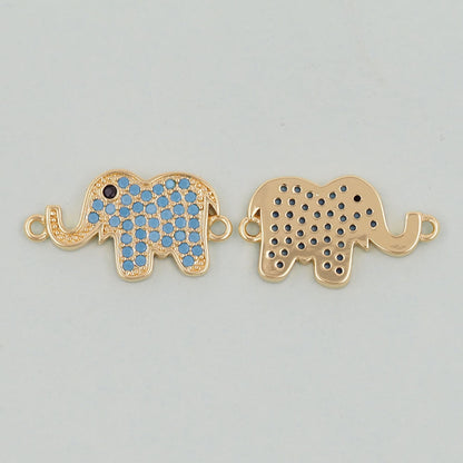 Gold Elephant Charms,18K Gold Filled CZ Elephant Pendant,Elephant Connector Charm Bracelet Necklace for DIY Jewelry Making Supply