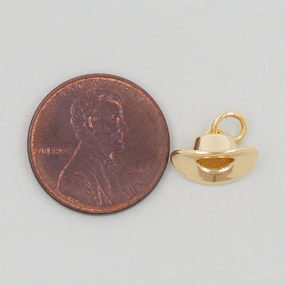 Gold Cowboy Hat Charms,18K Gold Filled Cowboy Hat Pendant Charm Bracelet Necklace for DIY Jewelry Making Supply