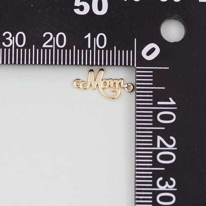 Gold Mom Charms,18K Gold Filled Mom Pendant Charm Bracelet Necklace for DIY Jewelry Making Supply